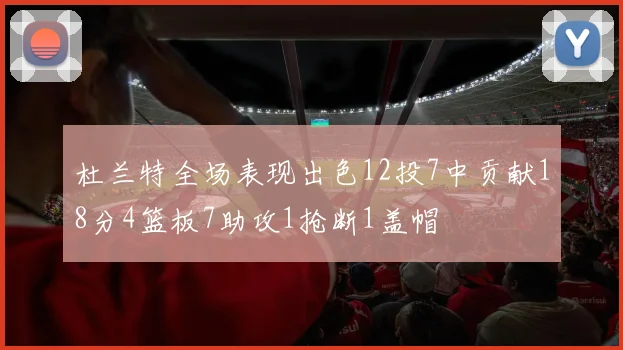 杜兰特全场表现出色12投7中贡献18分4篮板7助攻1抢断1盖帽